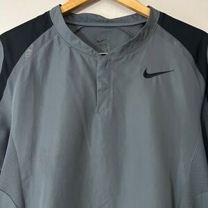 Nike Pullover Jacket Mens Large Gray Black Lightweight Training Windbreaker
